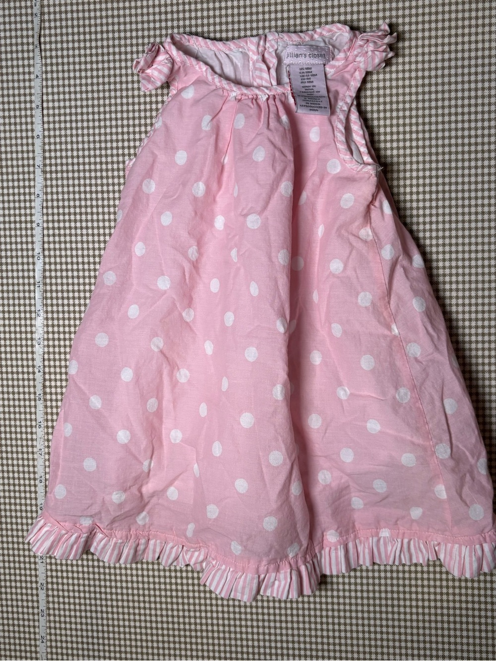 Jillian’s Closet Pink Polka Dot Baby Dress with Ruffle Hem